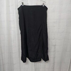 Ava & Viv Black Sateen Midi Skirt Minimalist Goth Boho 2X